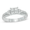 Thumbnail Image 1 of 0.75 CT. T.W. Princess-Cut Quad Diamond Vintage-Style Two Row Engagement Ring in 10K White Gold
