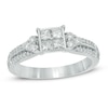 Thumbnail Image 0 of 0.75 CT. T.W. Princess-Cut Quad Diamond Vintage-Style Two Row Engagement Ring in 10K White Gold