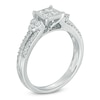 0.75 CT. T.W. Princess-Cut Quad Diamond Vintage-Style Two Row Engagement Ring in 10K White Gold