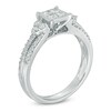 Thumbnail Image 1 of 0.75 CT. T.W. Princess-Cut Quad Diamond Vintage-Style Two Row Engagement Ring in 10K White Gold