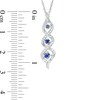 Lab-Created Blue Sapphire and Diamond Accent Cascading Three Stone Pendant in 10K White Gold