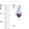 Thumbnail Image 2 of 5.0mm Heart-Shaped Amethyst and Diamond Accent Infinity Drop Earrings in 10K White Gold