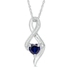 Thumbnail Image 0 of 6.5mm Heart-Shaped Lab-Created Blue Sapphire and Diamond Accent Infinity Pendant in 10K White Gold