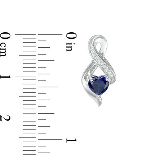 5.0mm Heart-Shaped Blue Lab-Created Sapphire and Diamond Accent Infinity Drop Earrings in 10K White Gold