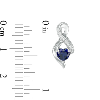 5.0mm Heart-Shaped Blue Lab-Created Sapphire and Diamond Accent Infinity Drop Earrings in 10K White Gold
