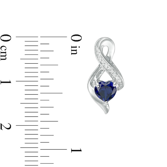 5.0mm Heart-Shaped Blue Lab-Created Sapphire and Diamond Accent Infinity Drop Earrings in 10K White Gold