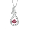 Thumbnail Image 0 of Unstoppable Love™ 4.3mm Lab-Created Ruby and Diamond Accent Cascading Teardrop Pendant in Sterling Silver