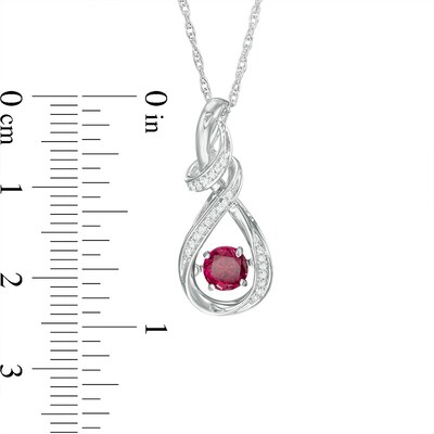 Unstoppable Love™ 4.3mm Lab-Created Ruby and Diamond Accent Cascading Teardrop Pendant in Sterling Silver