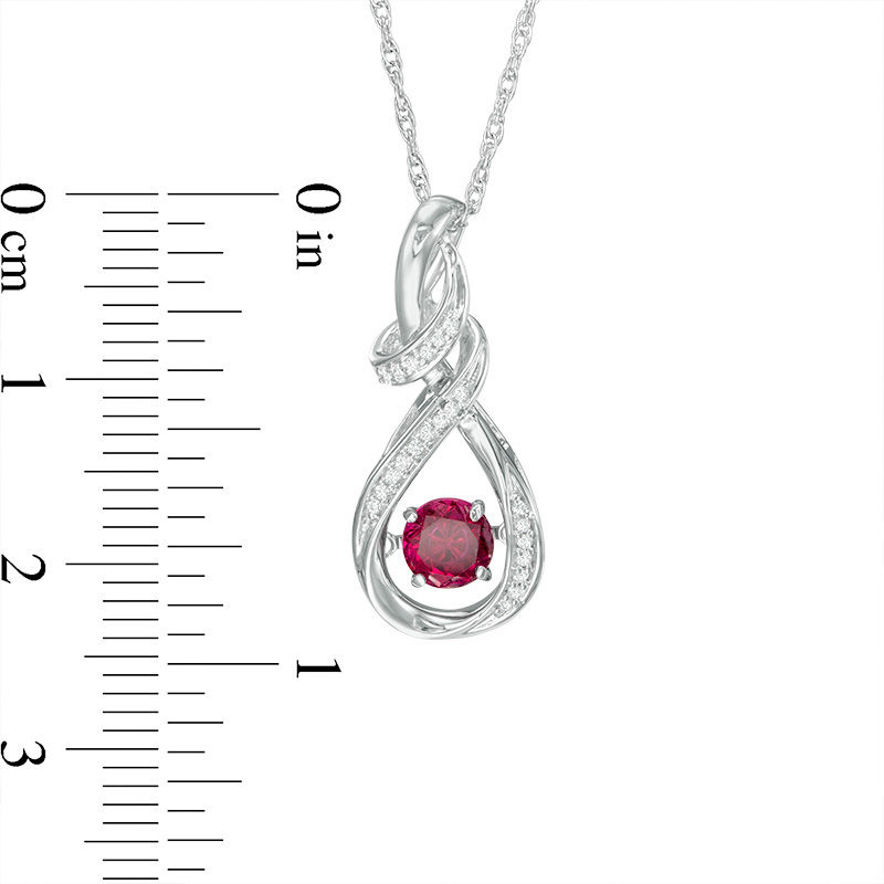 Unstoppable Loveâ¢ 4.3mm Lab-Created Ruby and Diamond Accent Cascading Teardrop Pendant in Sterling Silver