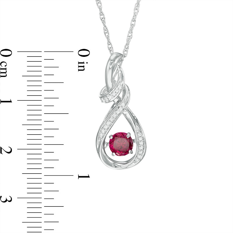 Unstoppable Love™ 4.3mm Lab-Created Ruby and Diamond Accent Cascading Teardrop Pendant in Sterling Silver