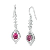 Thumbnail Image 1 of Pear-Shaped Lab-Created Ruby and 0.11 CT. T.W. Diamond Flame Drop Earrings in Sterling Silver