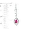 Thumbnail Image 2 of Pear-Shaped Lab-Created Ruby and 0.11 CT. T.W. Diamond Flame Drop Earrings in Sterling Silver