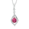 Pear-Shaped Lab-Created Ruby and Diamond Accent Flame Drop Pendant in Sterling Silver