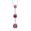 Thumbnail Image 0 of Lab-Created Ruby and White Sapphire Linear Three Stone Pendant in Sterling Silver