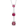 Lab-Created Ruby and White Sapphire Linear Three Stone Pendant in Sterling Silver