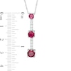 Thumbnail Image 1 of Lab-Created Ruby and White Sapphire Linear Three Stone Pendant in Sterling Silver