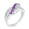 Thumbnail Image 2 of Amethyst and Diamond Accent Seven Stone Ring in Sterling Silver