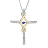 Thumbnail Image 0 of Unstoppable Love™ Lab-Created Blue Sapphire and 0.12 CT. T.W. Diamond Pendant in Sterling Silver and 10K Gold