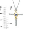 Thumbnail Image 2 of Unstoppable Love™ Lab-Created Blue Sapphire and 0.12 CT. T.W. Diamond Pendant in Sterling Silver and 10K Gold