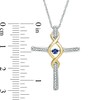 Thumbnail Image 1 of Unstoppable Love™ Lab-Created Blue Sapphire and 0.12 CT. T.W. Diamond Pendant in Sterling Silver and 10K Gold