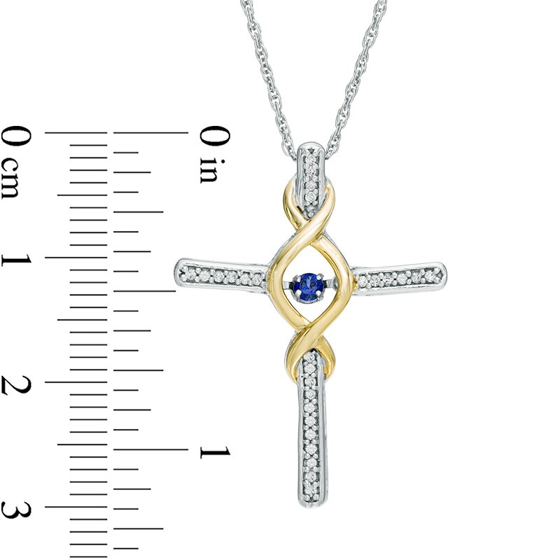 Main Image 2 of Unstoppable Love™ Lab-Created Blue Sapphire and 0.12 CT. T.W. Diamond Pendant in Sterling Silver and 10K Gold