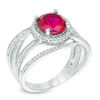 Thumbnail Image 2 of 8.0mm Lab-Created Ruby and 0.32 CT. T.W. Diamond Frame Orbit Ring in 10K White Gold