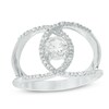 5.0mm Lab-Created White Sapphire and Diamond Accent Orbit Ring in Sterling Silver