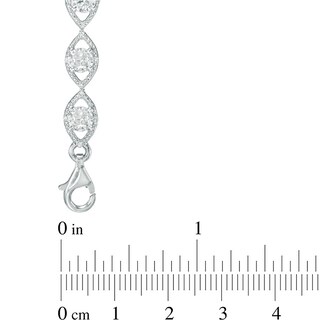 Lab-Created White Sapphire and 0.09 CT. T.W. Diamond Oval Link Bracelet in Sterling Silver - 7.5"