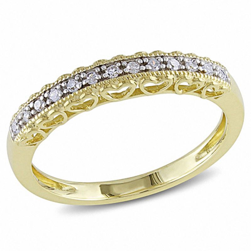 Diamond Accent Vintage-Style Heart Cutout Anniversary Band in 10K Gold