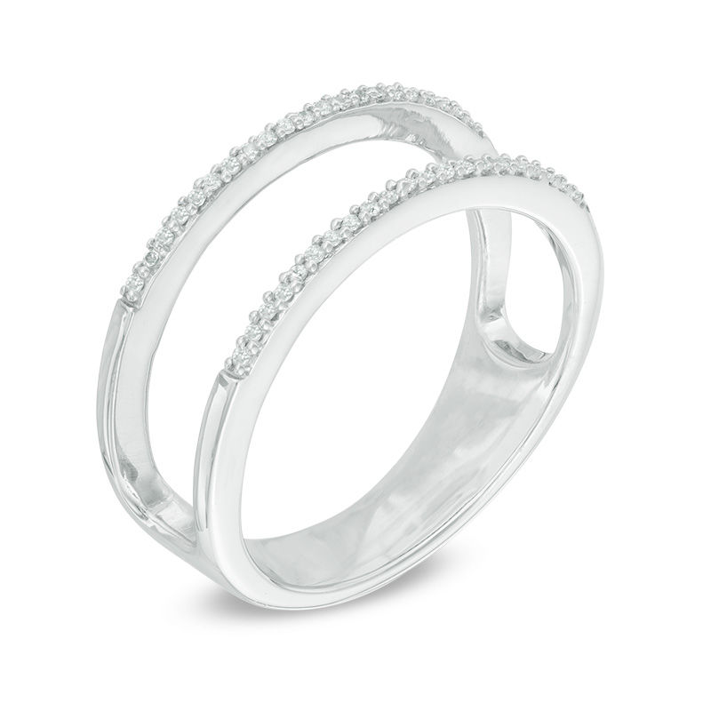 0.10 CT. T.W. Diamond Open Two Tier Ring Sterling Silver