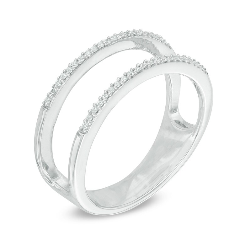 Main Image 2 of 0.10 CT. T.W. Diamond Open Two Tier Ring in Sterling Silver