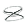 0.36 CT. T.W. Enhanced Black and White Diamond Open "X" Ring in Sterling Silver