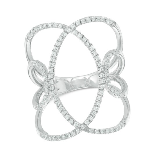 0.36 CT. T.W. Diamond Open Vintage-Style Ring in Sterling Silver