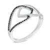 0.23 CT. T.W. Enhanced Black and White Diamond Interlocking Petals Ring in Sterling Silver