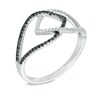 Thumbnail Image 1 of 0.23 CT. T.W. Enhanced Black and White Diamond Interlocking Petals Ring in Sterling Silver