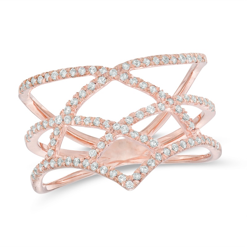 0.45 CT. T.W. Diamond Open Lattice Ring in 10K Rose Gold