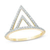 Thumbnail Image 1 of 0.15 CT. T.W. Diamond Double Triangle Ring in 10K Gold
