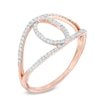 Thumbnail Image 1 of 0.18 CT. T.W. Diamond Interlocking Ring in 10K Rose Gold