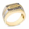 Men's 0.50 CT. T.W. Enhanced Yellow, Champagne, and White Diamond Rectangular Ring in 10K Two-Tone Gold