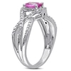 Thumbnail Image 2 of Oval Pink Sapphire and 0.15 CT. T.W. Diamond Crossover Ring in 10K White Gold