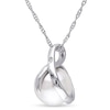 Thumbnail Image 0 of 8.0 - 8.5mm Cultured Freshwater Pearl and Diamond Accent Loop Pendant in 10K White Gold - 17"