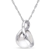 Thumbnail Image 1 of 8.0-8.5mm Freshwater Cultured Pearl and Diamond Accent Loop Pendant in 10K White Gold-17"