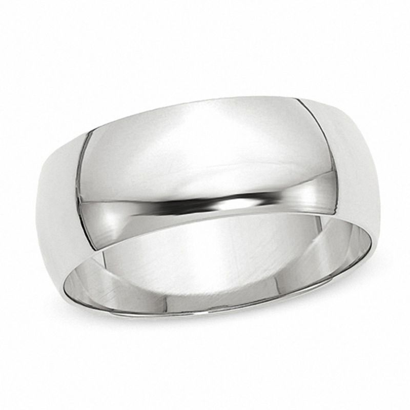 Men's 8.0mm Dome Wedding Band in 14K White Gold|Peoples Jewellers
