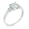 Thumbnail Image 1 of 6.0mm Cushion-Cut Lab-Created White Sapphire and Diamond Accent Three Stone Ring in Sterling Silver