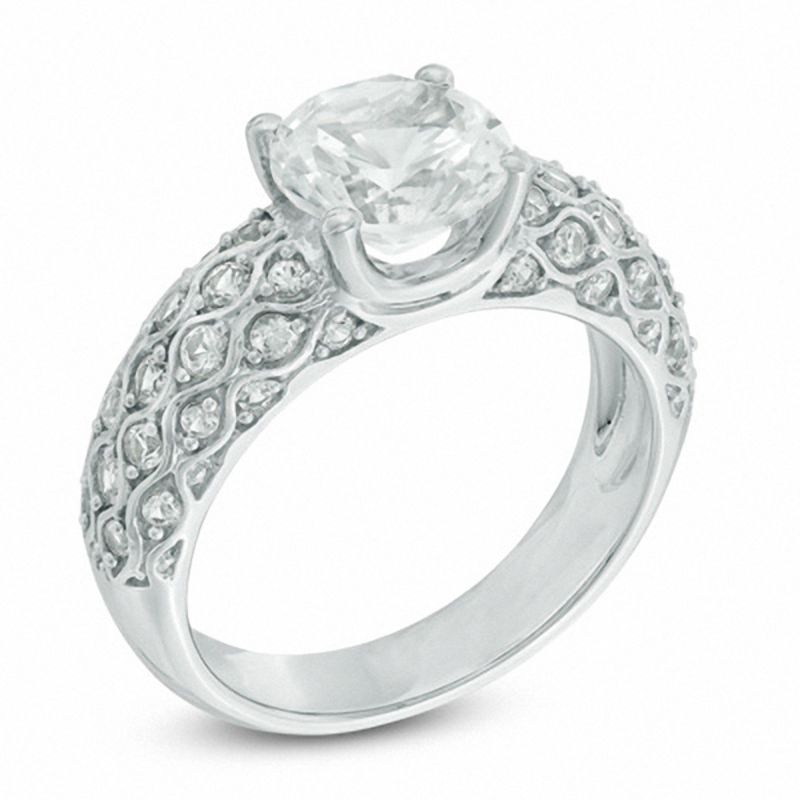 6.5mm Lab-Created White Sapphire Lattice Ring Sterling Silver