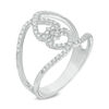 Thumbnail Image 2 of 0.23 CT. T.W. Diamond Open Double Heart Ring in Sterling Silver