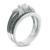 Thumbnail Image 2 of 5.0mm Lab-Created White Sapphire and 0.41 CT. T.W. Enhanced Black and White Diamond Bridal Set in Sterling Silver