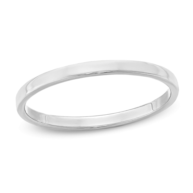 Men's 2.0mm Flat Square-Edged Wedding Band in 14K White Gold