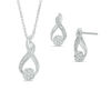 Thumbnail Image 1 of Diamond Accent Infinity Earrings and Pendant Set in Sterling Silver
