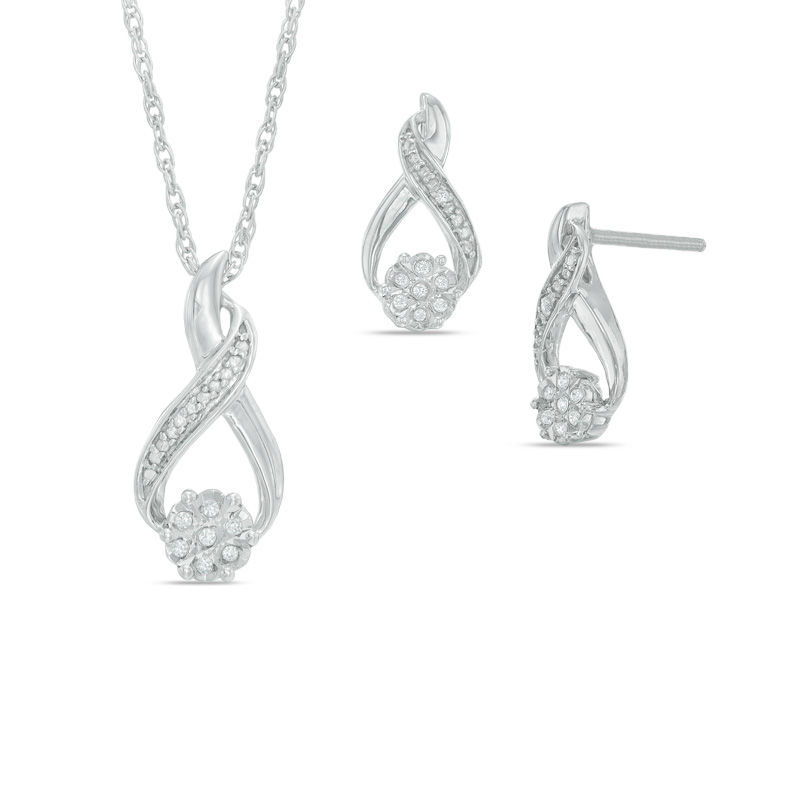 Diamond Accent Infinity Earrings and Pendant Set in Sterling Silver|Peoples Jewellers